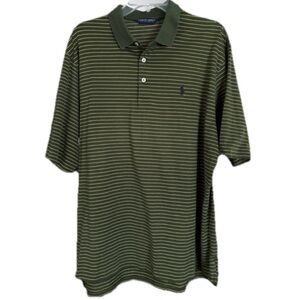 Polo Golf Ralph Lauren 100% Pima Cotton Green Striped Polo Shirt Men's Large